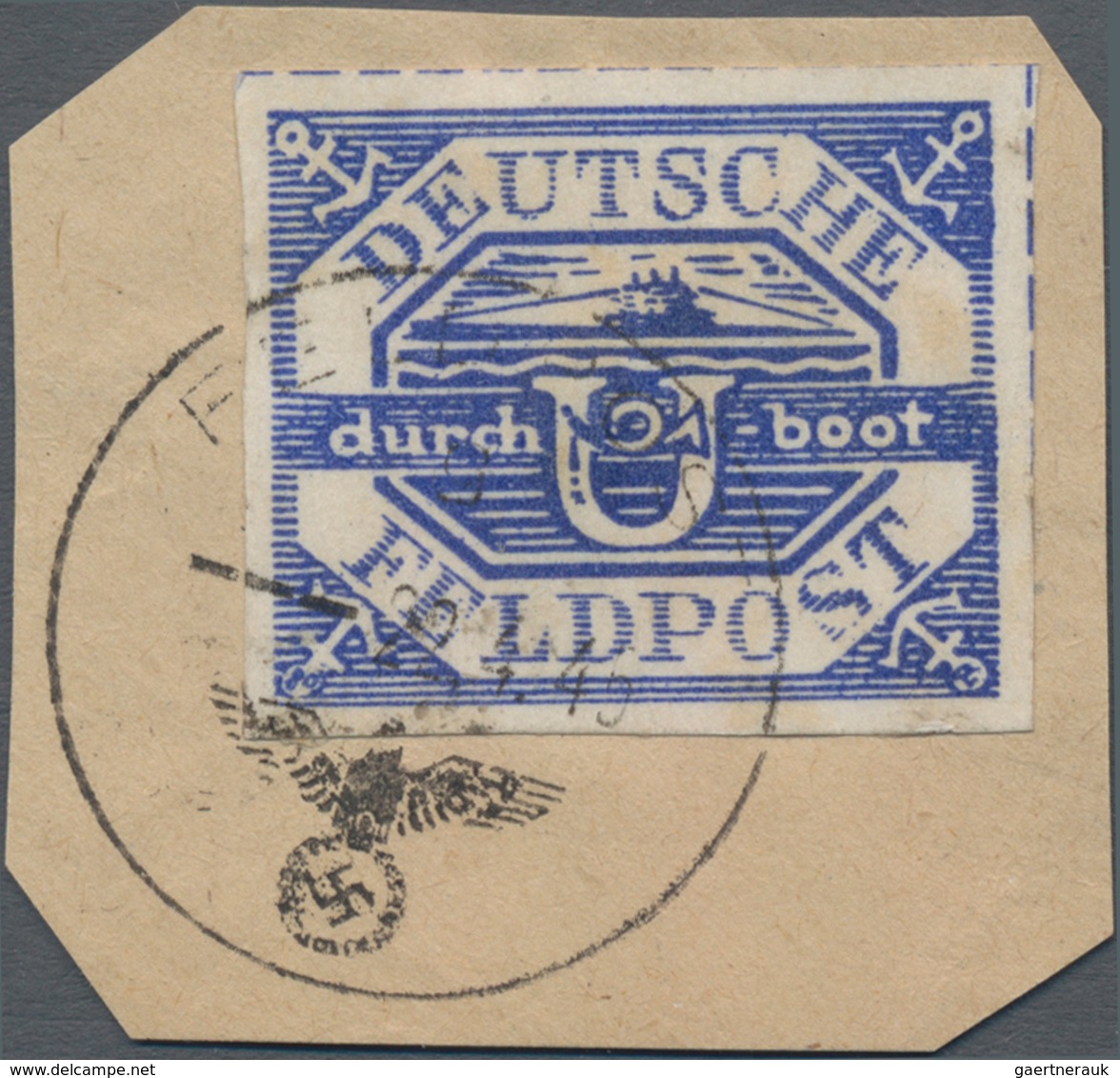 Feldpostmarken: 1945, U-Boot Hela Blau Auf Kabinett-Briefstück Mit Feldpost-Normstempel "---22.4.45" - Autres & Non Classés
