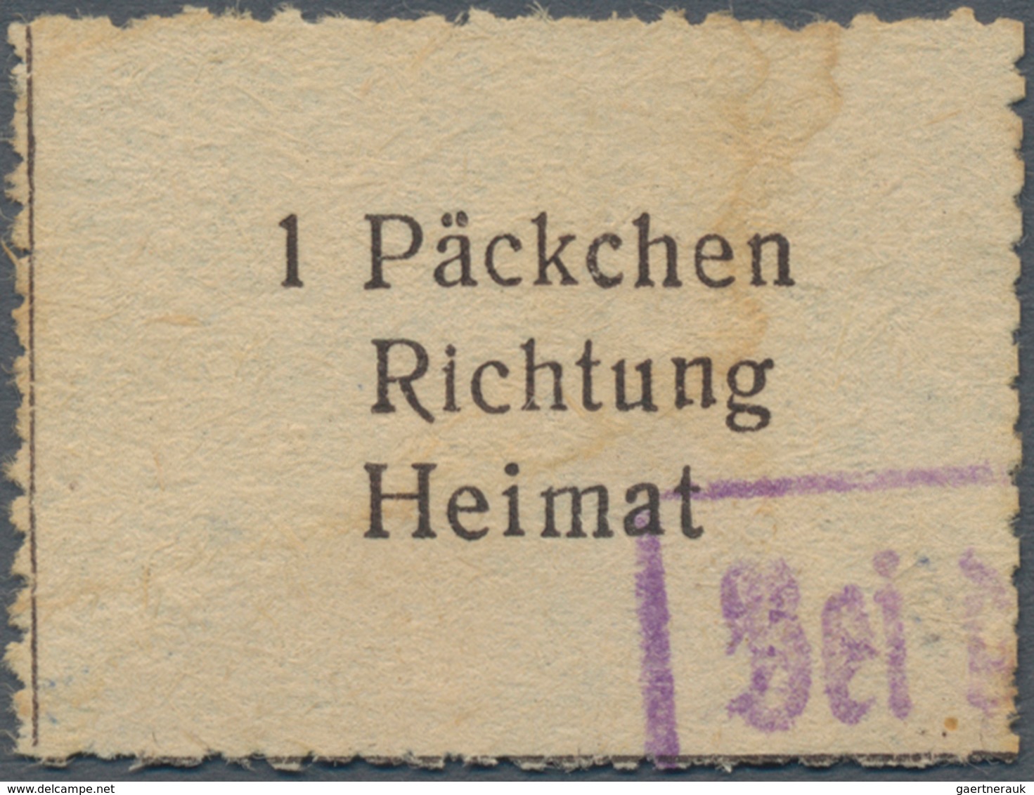 Feldpostmarken: 1943, Krim-Zulassungsmarke In Type I Mit Violettem Teilabschlag "Bei D(er Feldpost A - Sonstige & Ohne Zuordnung