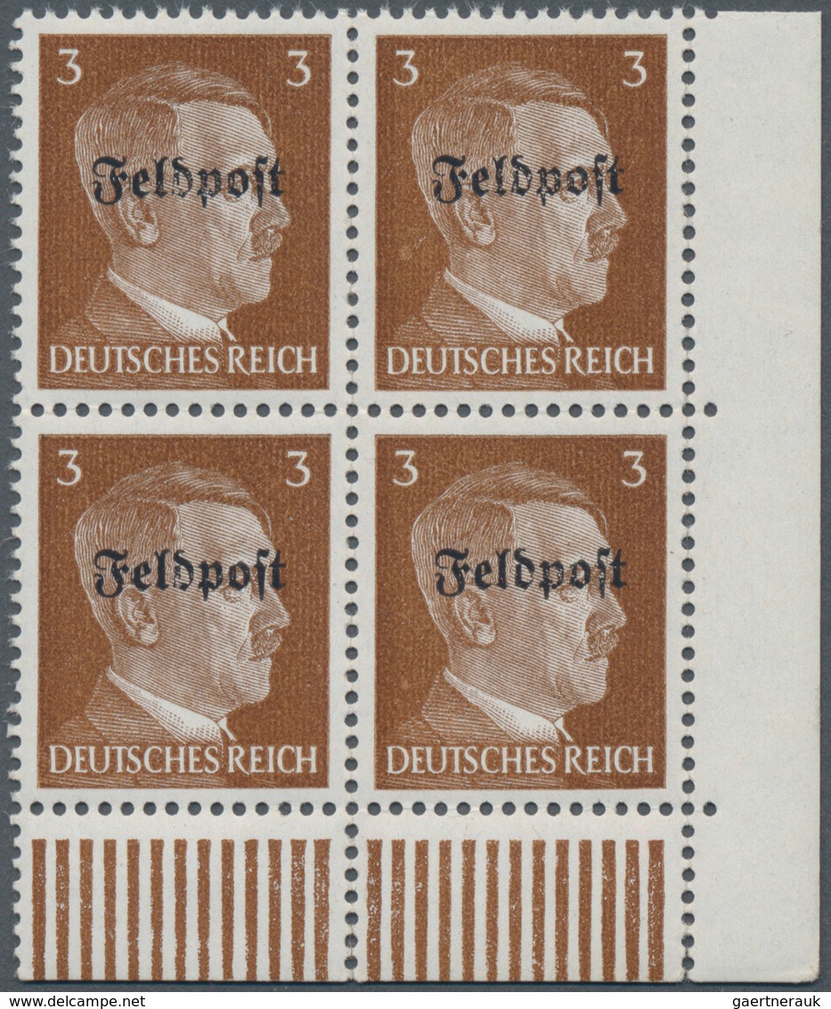 Feldpostmarken: 1945, "FELDPOST" Aufdruck Auf 3 Pf Hitler, Sog. "Ruhrkesselmarke" Aus Der Rechten Un - Other & Unclassified