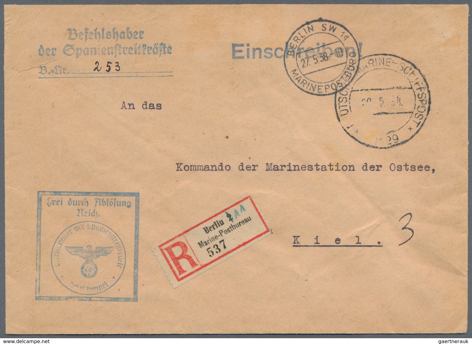 Feldpost 2. Weltkrieg: 'Geheim' / 'Secret Enclosing Envelope With The Registered Feldpost Cover From - Sonstige & Ohne Zuordnung