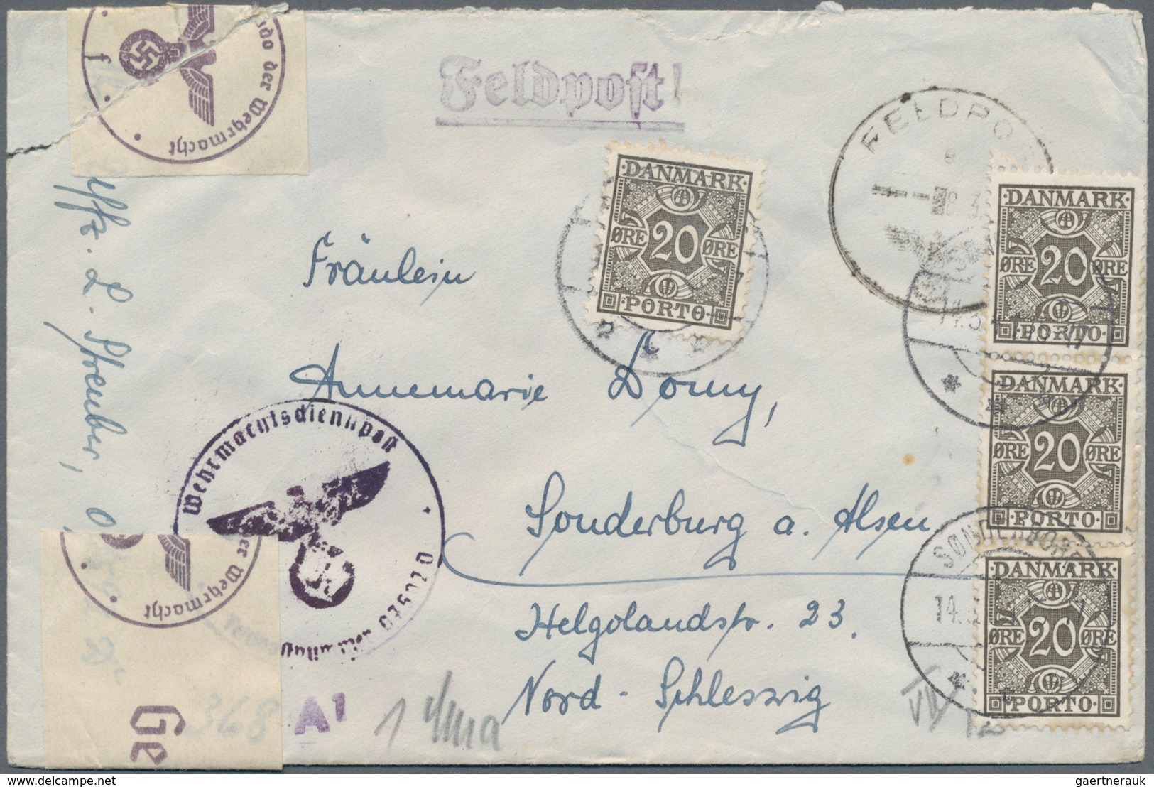 Feldpost 2. Weltkrieg: 1941 (8.3.), Unfrankierter FP-Brief Aus Frankreich Mit Normstempel "e" Brfstp - Other & Unclassified