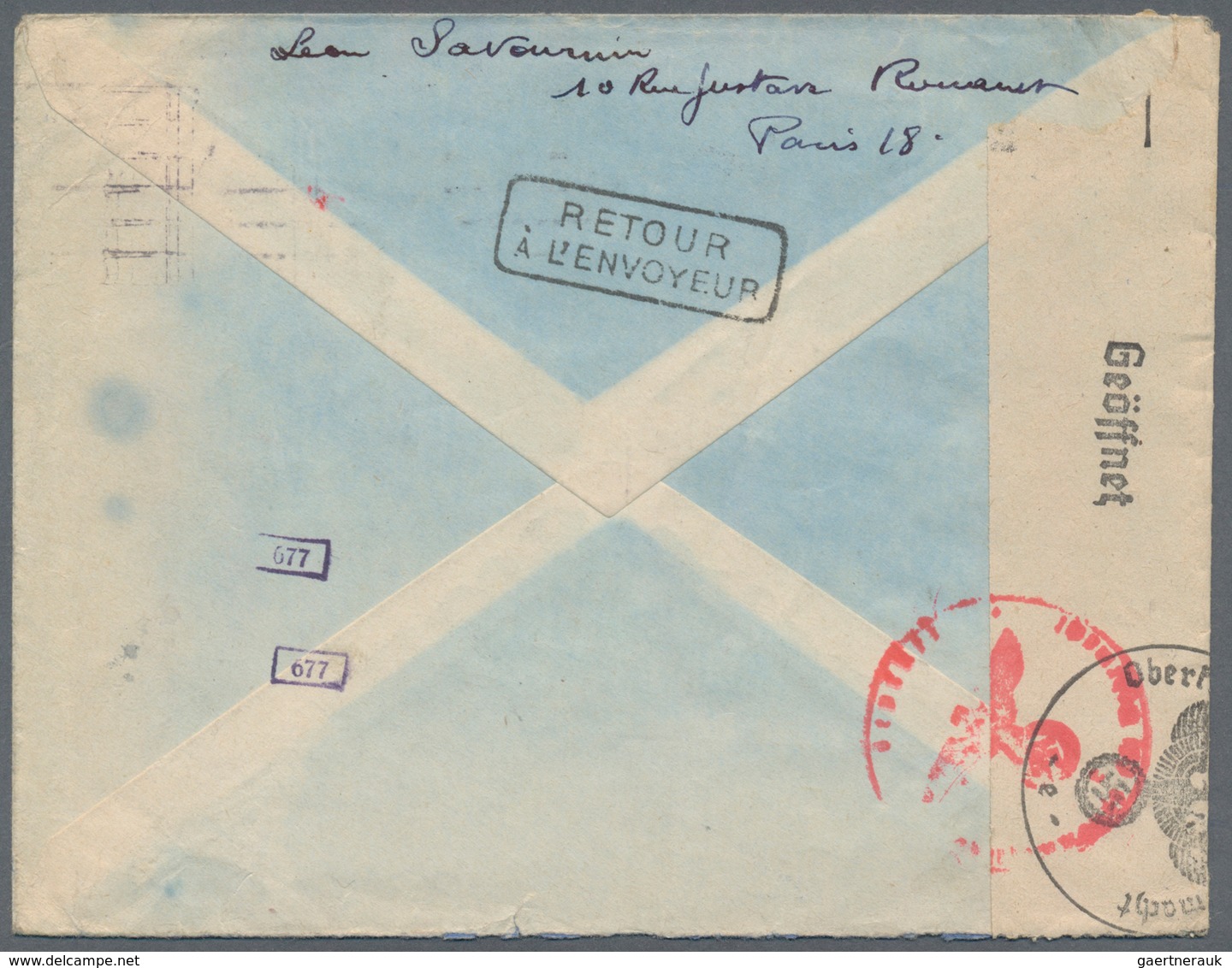 Feldpost 2. Weltkrieg: 1943. Censored Feldpost Cover From Paris, France To Member Of The Legion Des - Altri & Non Classificati