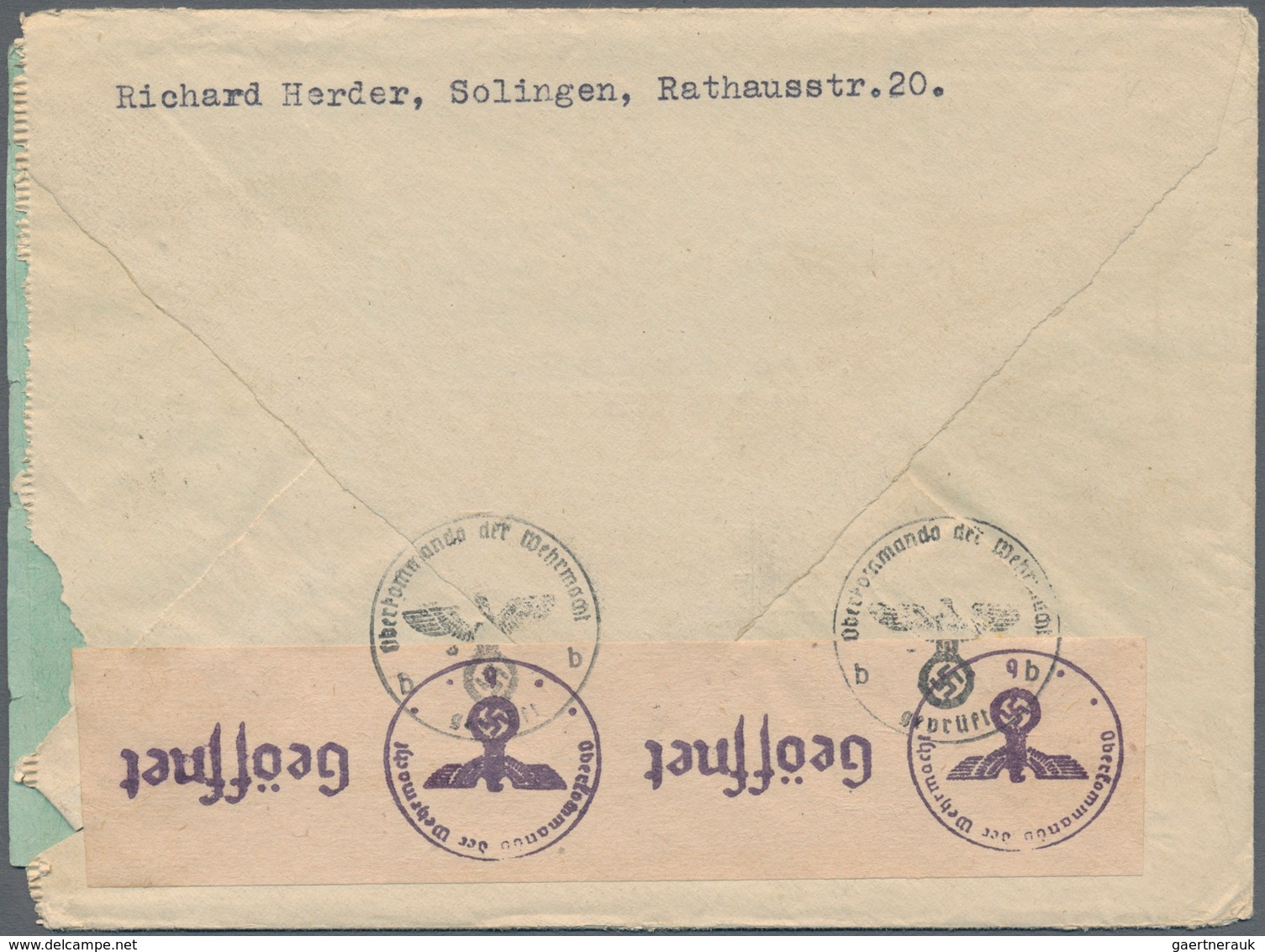 Feldpost 2. Weltkrieg: 1943/44, Zwei Interniertenbriefe Von "WESTERBURG 2.9.43" Und "SOLINGEN 15.6.4 - Andere & Zonder Classificatie