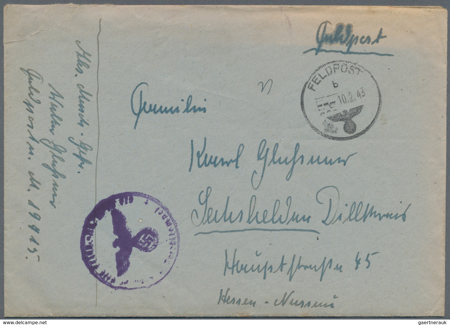 Feldpost 2. Weltkrieg: 1943. Original Feldpost / Sailor's Mail From WWII Unterseeboot (U-Boot) / Sub - Sonstige & Ohne Zuordnung