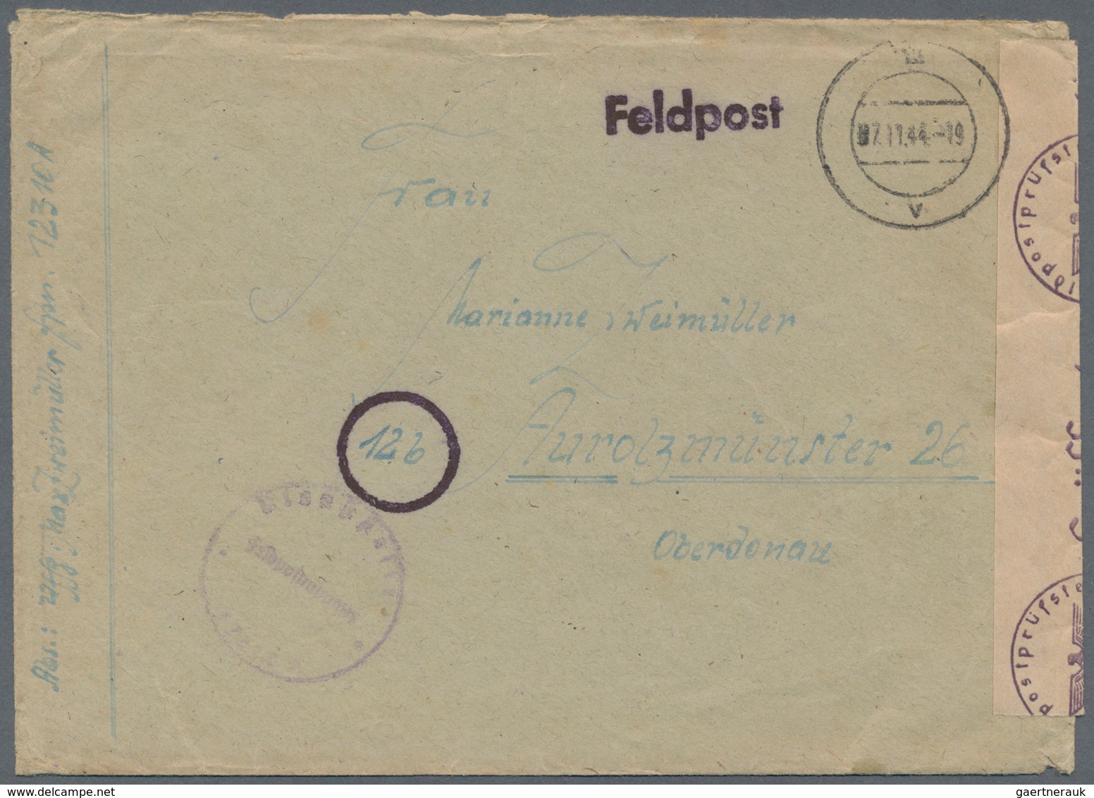 Feldpost 2. Weltkrieg: 1944. Feldpost From Stab U. Nachrichten-Zug Kommando Stelle "S", Einsatz Bei - Altri & Non Classificati