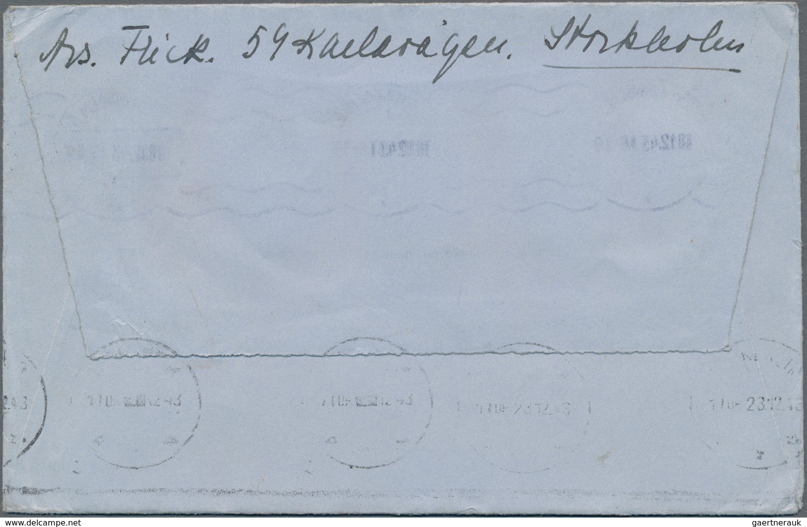 Zensurpost: 1943, Brief Aus Stockholm Nach Trondheim, Norwegen Mit Seltenem Durchlaufstempel "A.t:" - Other & Unclassified