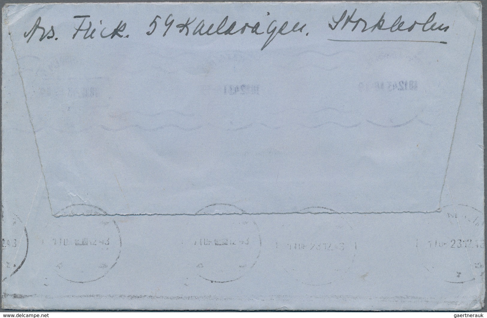 Zensurpost: 1943, Brief Aus Stockholm Nach Trondheim, Norwegen Mit Seltenem Durchlaufstempel "A.t:" - Andere & Zonder Classificatie