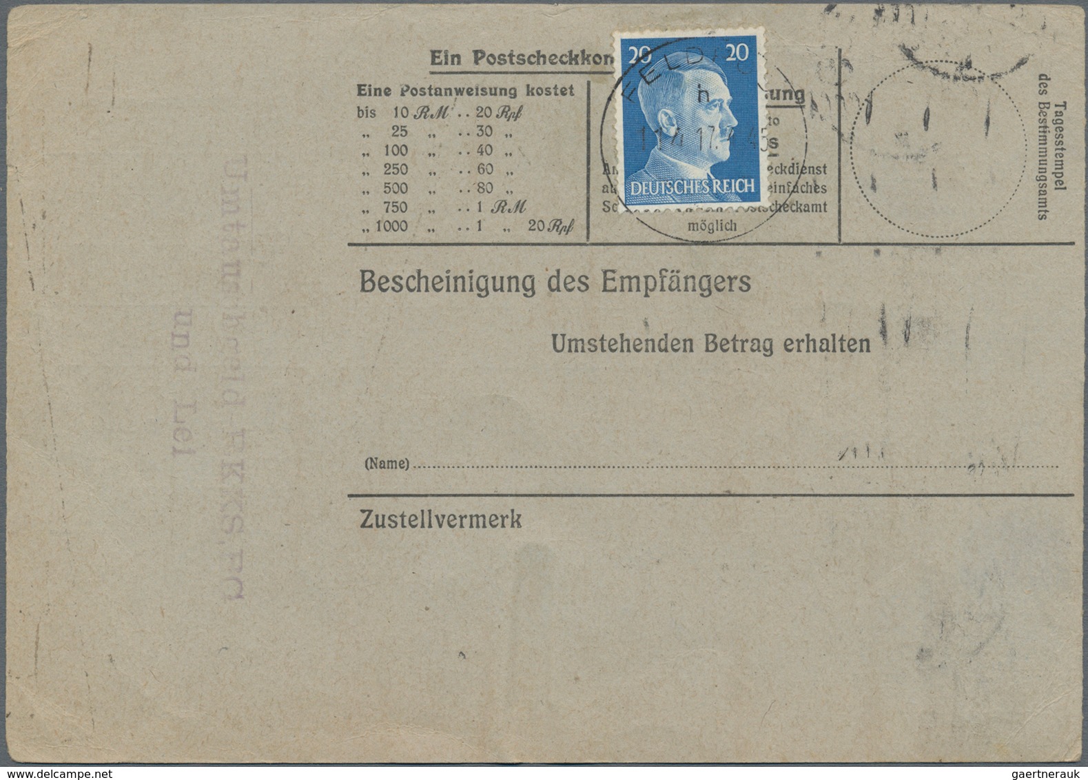 Zensurpost: 1945 (17.4.), Schwarzer Maschinenprüfstempel "C.C.G./G." Der Brit. Zensurstelle In Graz/ - Andere & Zonder Classificatie