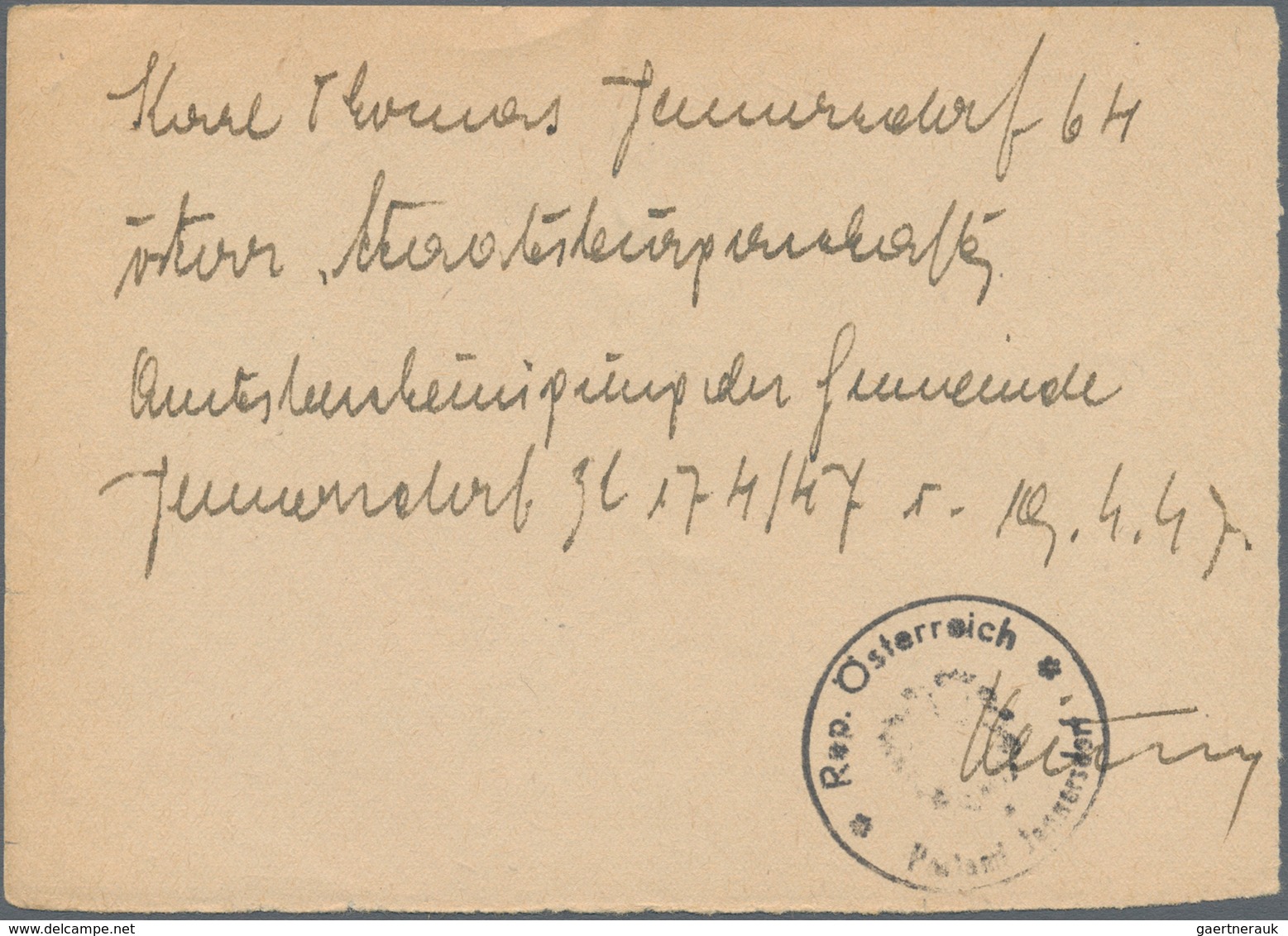 Zensurpost: 1945 (17.4.), Schwarzer Maschinenprüfstempel "C.C.G./G." Der Brit. Zensurstelle In Graz/ - Sonstige & Ohne Zuordnung