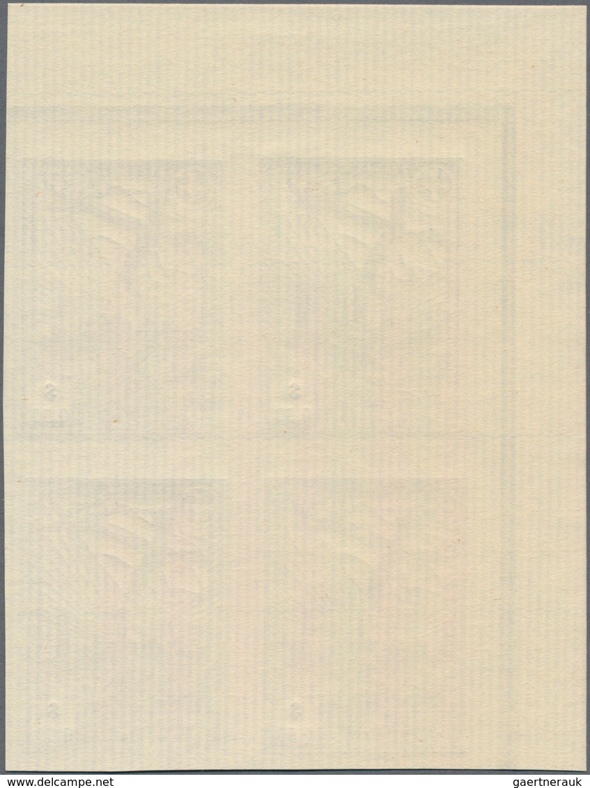 Kriegsgefangenen-Lagerpost: 1946 (ca.) 6 Viererblocks aus der linken oberen Bogenecke der ungezähnte