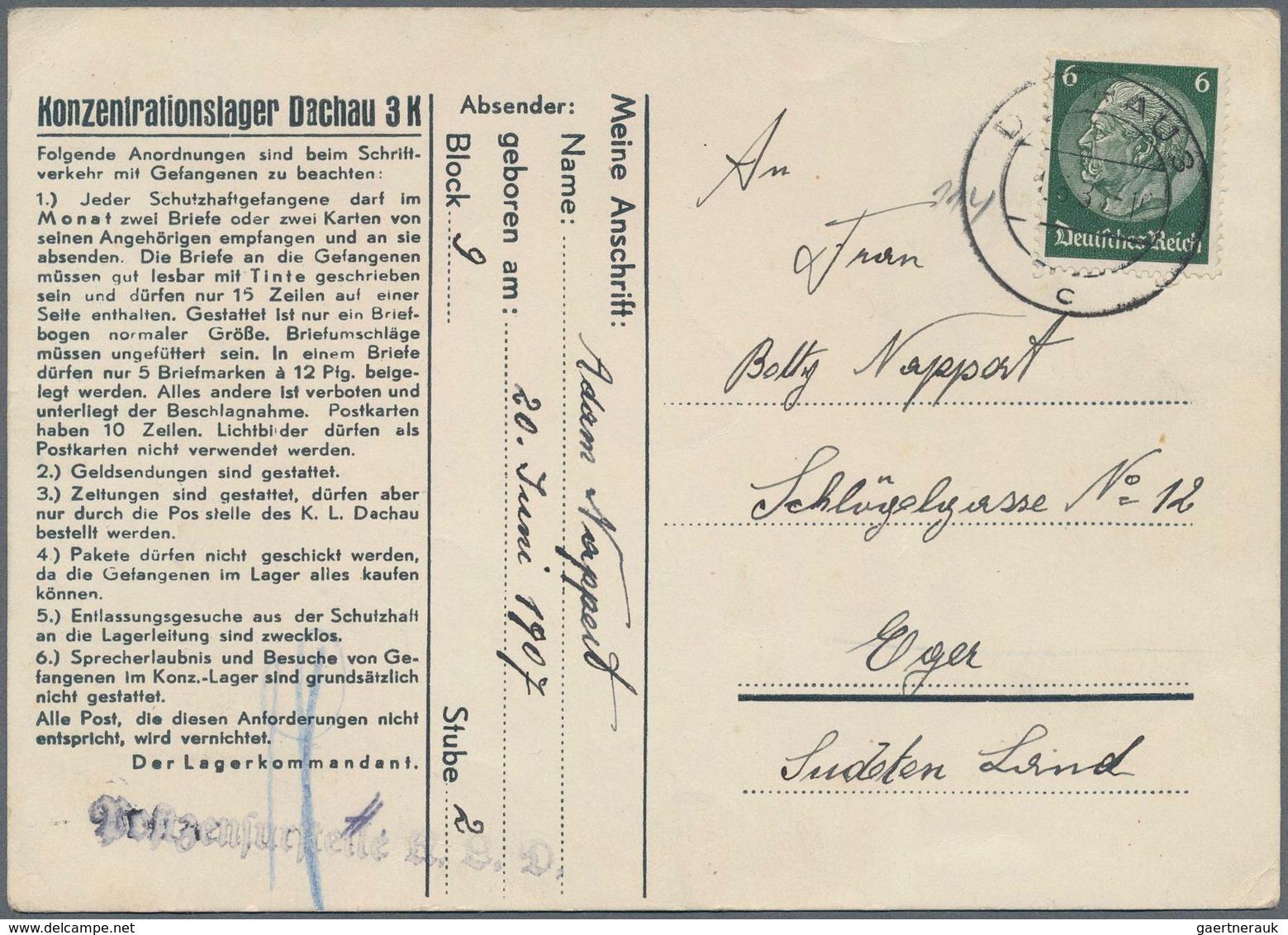 KZ-Post: 1939, Zwei Vordruckkarten (weißer Karton Mit Schwarzem Eindruck - Lajournade CPI 10) Eines - Briefe U. Dokumente