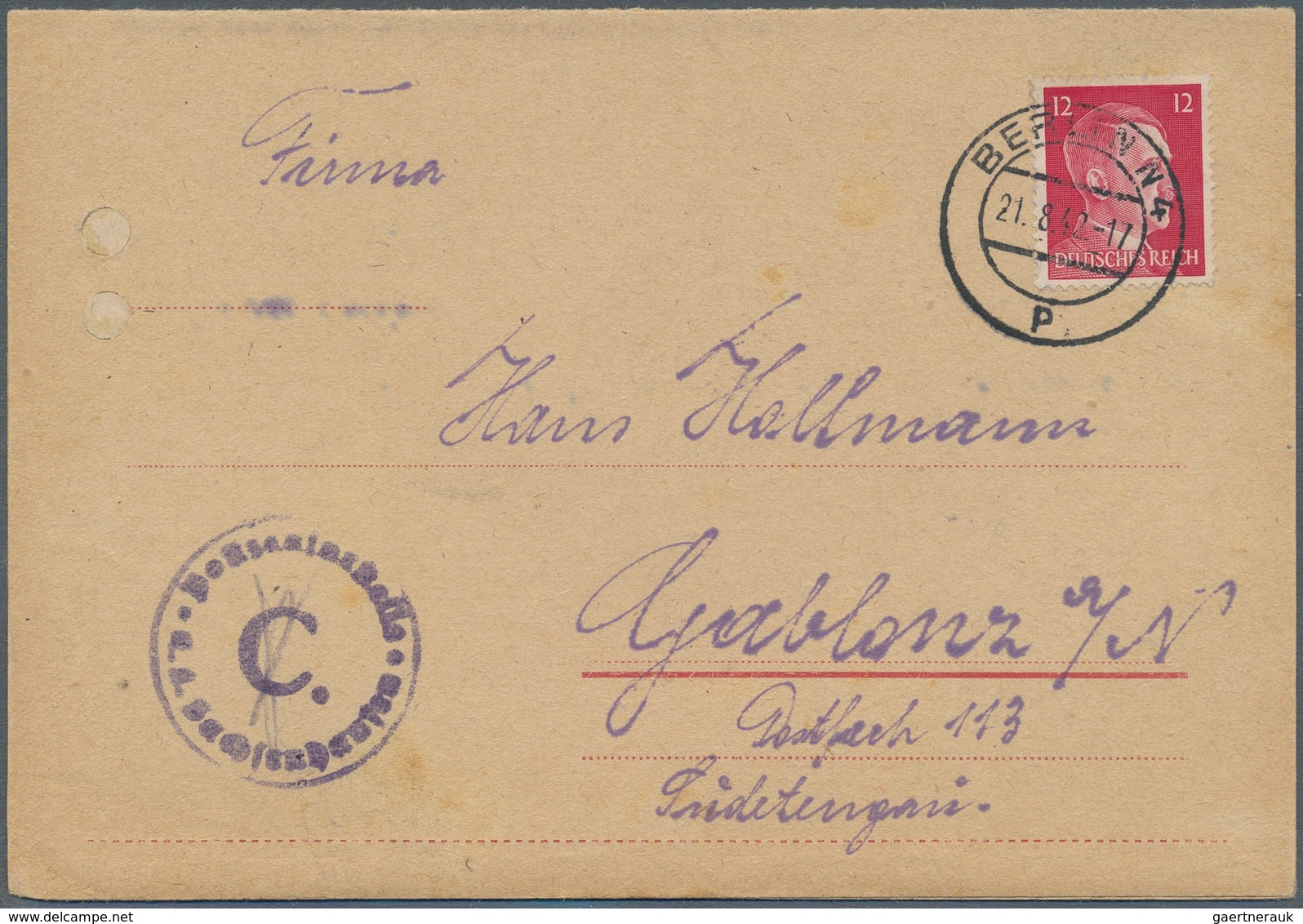 KZ-Post: 1941/42 Karte Des Lagers Sachsenhausen Mit Stempel Oranienburg Und Kartenbrief Ab Berlin, B - Lettres & Documents