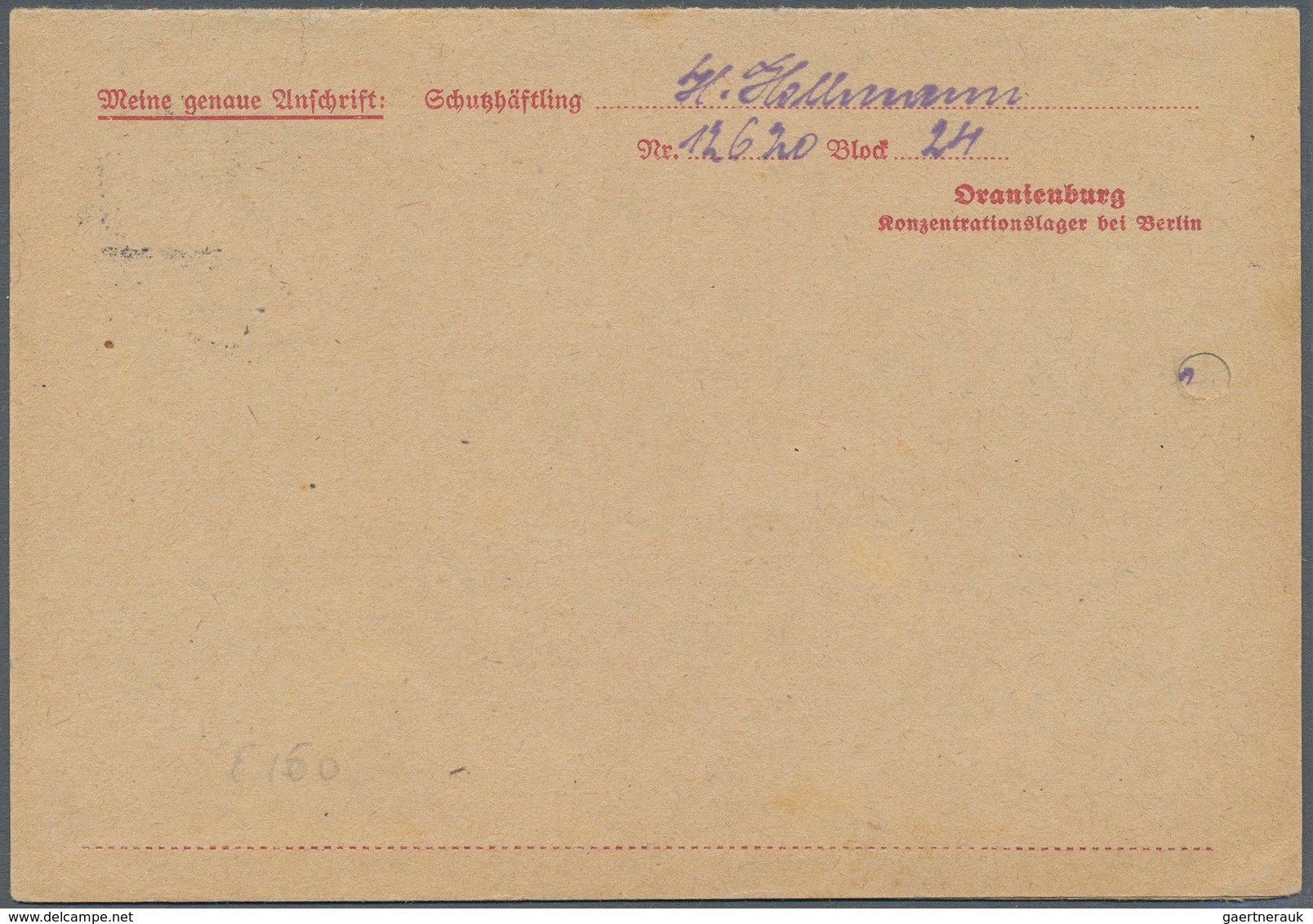 KZ-Post: 1941/42 Karte Des Lagers Sachsenhausen Mit Stempel Oranienburg Und Kartenbrief Ab Berlin, B - Lettres & Documents