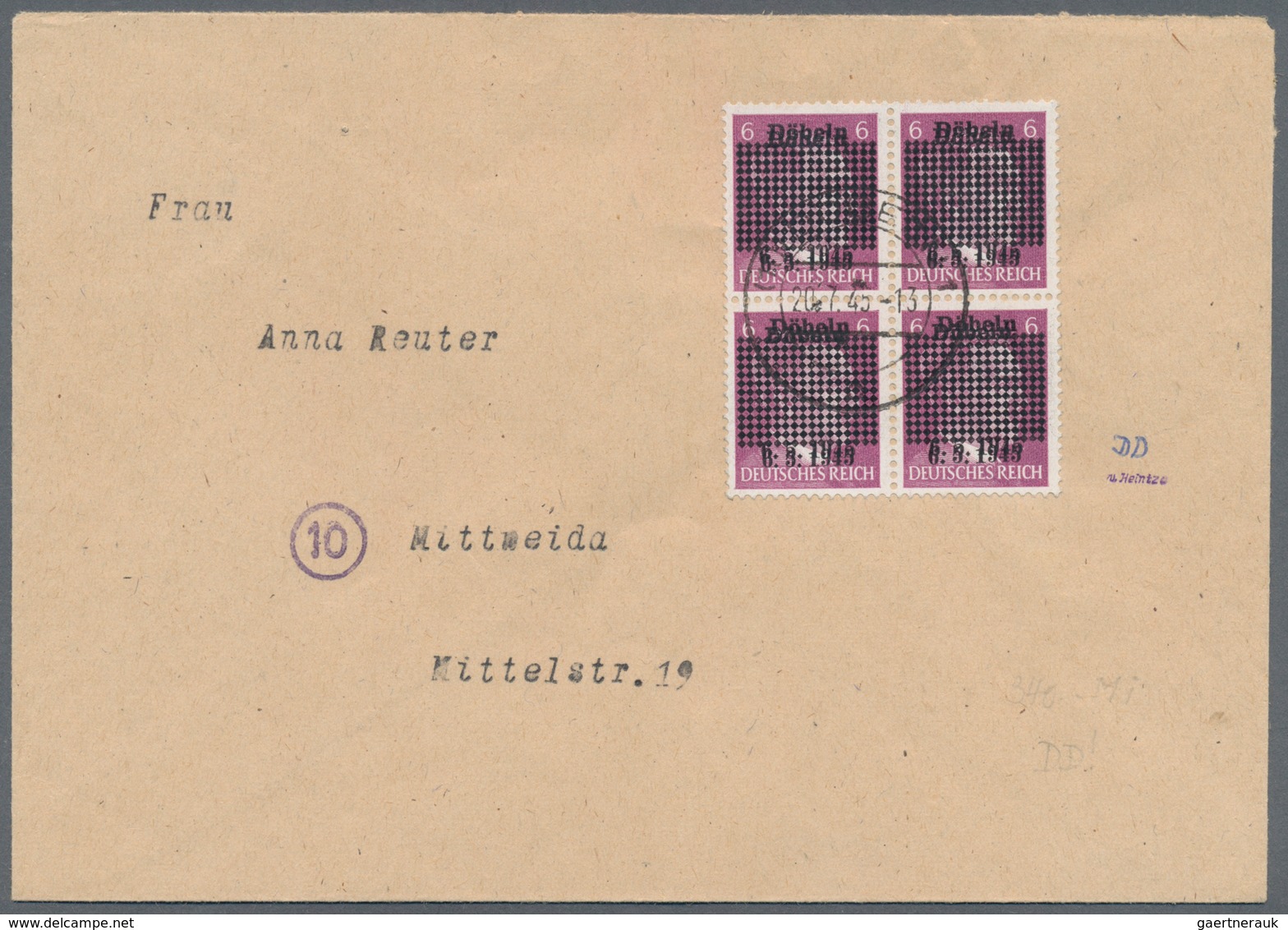 Deutsche Lokalausgaben Ab 1945: DÖBELN: 1945, 6 Pfg. Hitler Mit Deutlichem Doppelten Punktquadrat-Au - Andere & Zonder Classificatie