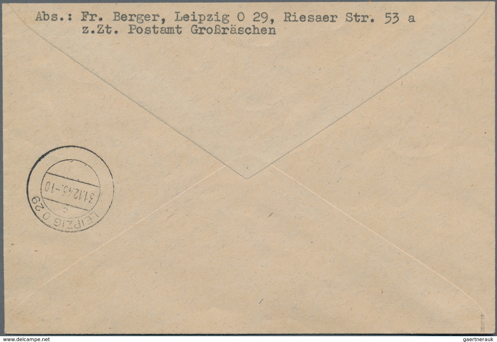 Deutsche Lokalausgaben Ab 1945: GROSSRäSCHEN, 1945. 30 Pfg. Mit Violettem Handstempel "Post" Statt R - Sonstige & Ohne Zuordnung