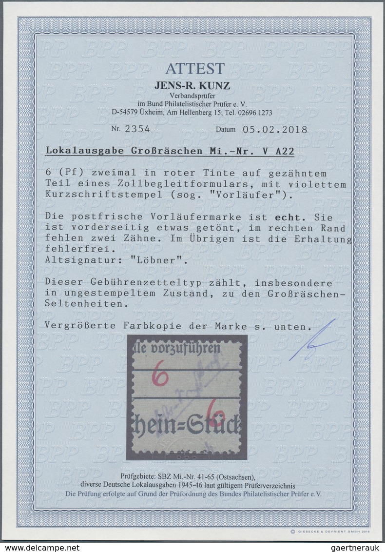 Deutsche Lokalausgaben Ab 1945: GROSSRÄSCHEN, Vorläufer 6 Pfg. Auf Zollformular Statt Auf Dem Uhrzei - Andere & Zonder Classificatie