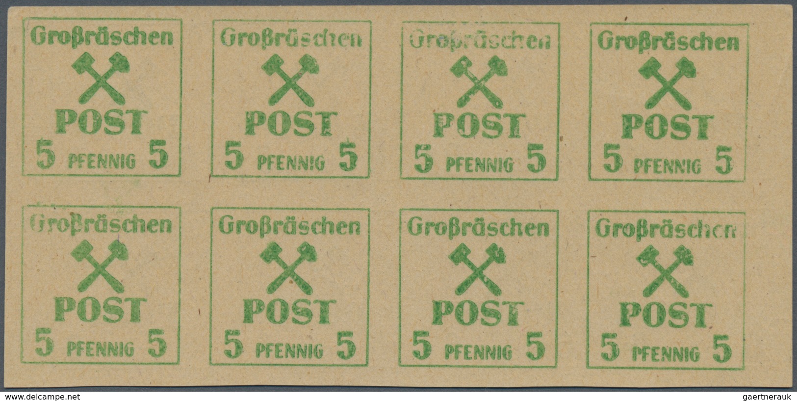 Deutsche Lokalausgaben Ab 1945: GROSSRÄSCHEN, 1945: Freimarken 6 Pf Blau Mit ABART Druck 5Pf Auf Gum - Andere & Zonder Classificatie