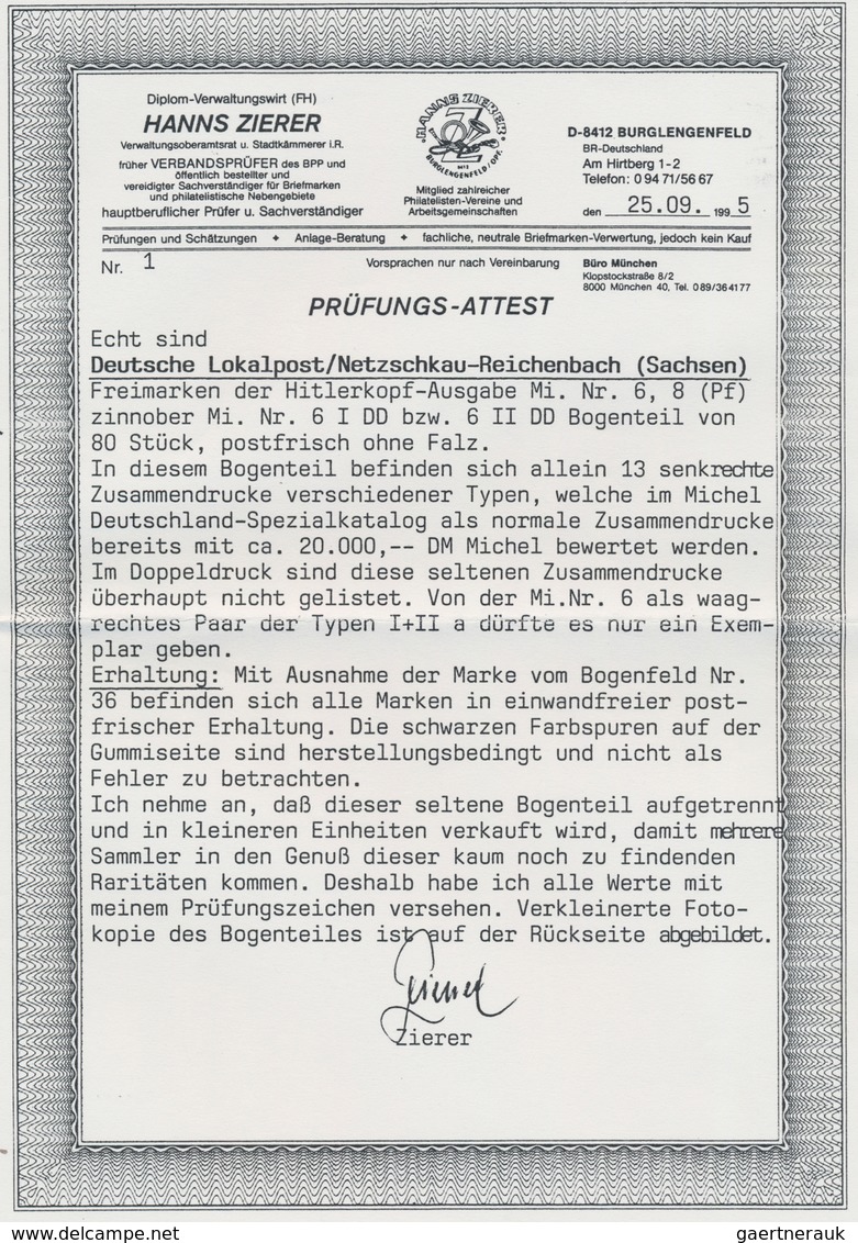 Deutsche Lokalausgaben Ab 1945: NETSCHKAU-REICHENBACH: 1945, 8 Pfg. Mit Deutlichem DOPPELAUFDRUCK De - Autres & Non Classés