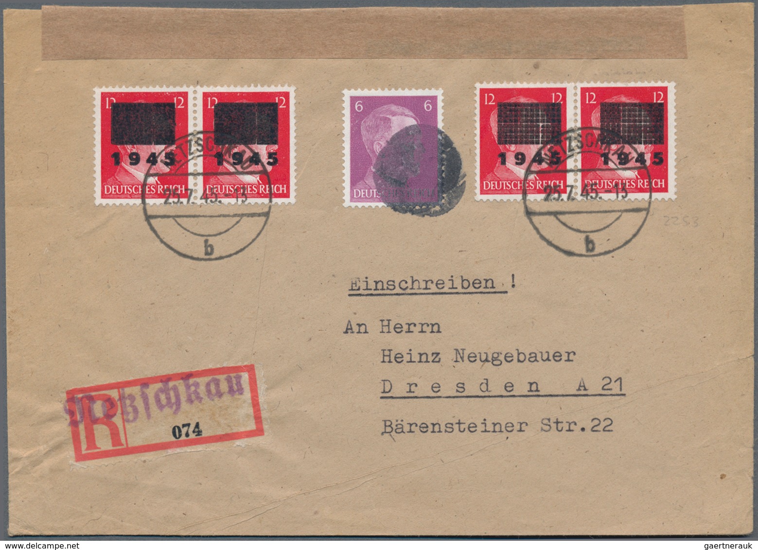 Deutsche Lokalausgaben Ab 1945: NETZSCHKAU-REICHENBACH, 1945: Überdruckmarken 12 Pf Type II B Und Ty - Other & Unclassified