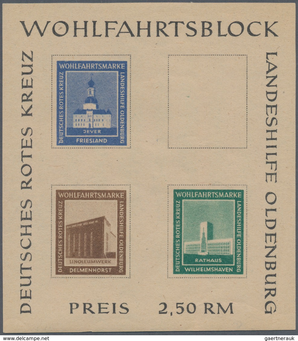 Deutsche Lokalausgaben Ab 1945: OLDENBURG: 1948, Landeshilfe-Block Geschnitten, Private Ausgabe, Zwe - Sonstige & Ohne Zuordnung