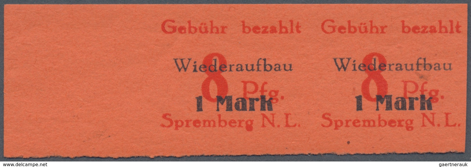 Deutsche Lokalausgaben Ab 1945: SPREMBERG 1946: 8 Pfg. + 1 M. Im Postfrischen Waagerechten Paar Aus - Autres & Non Classés