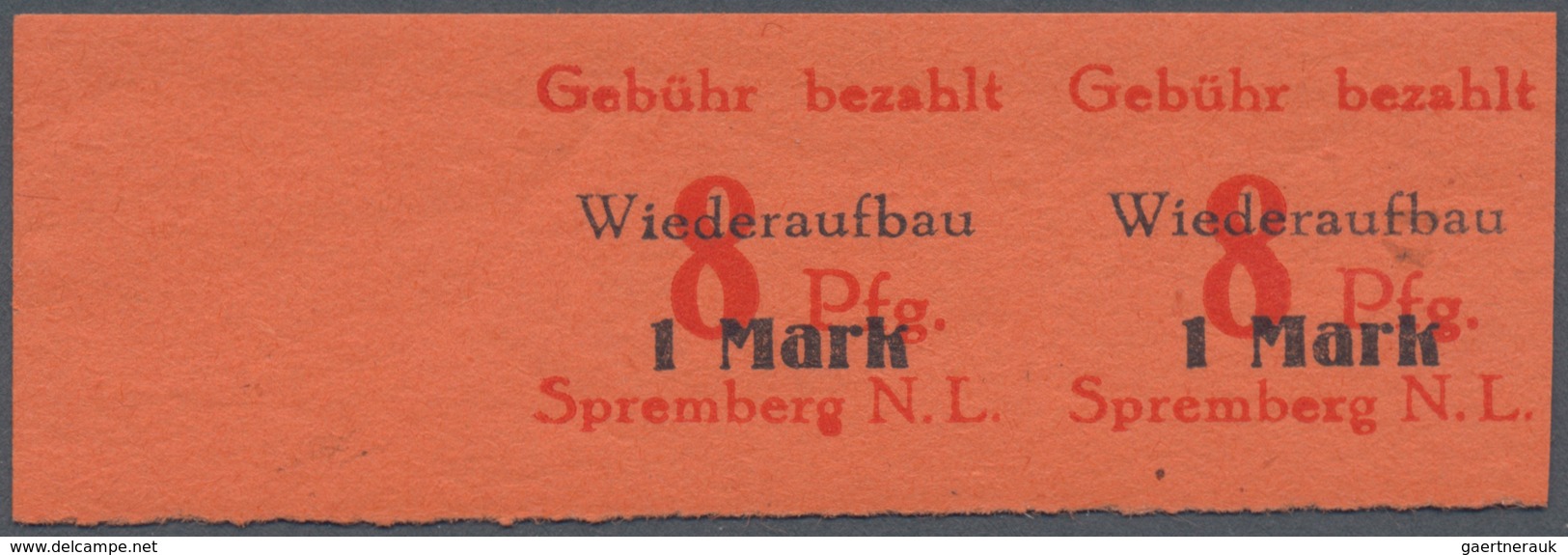 Deutsche Lokalausgaben Ab 1945: SPREMBERG 1946: 8 Pfg. + 1 M. Im Postfrischen Waagerechten Paar Aus - Andere & Zonder Classificatie