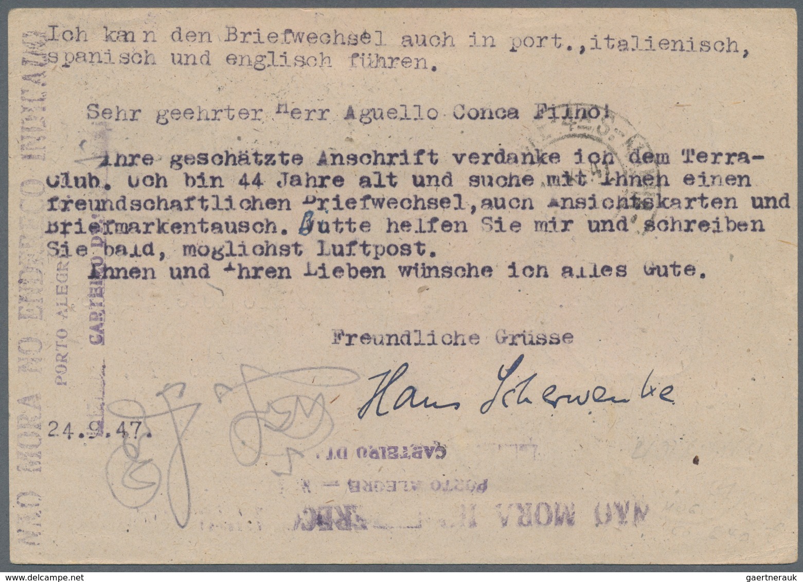 Alliierte Besetzung - Gemeinschaftsausgaben: 1947, Ganzsachenkarte H. V. Stephan 12 Pf Mit Zusatzfra - Other & Unclassified