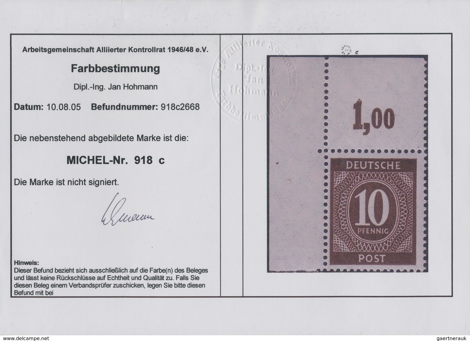 Alliierte Besetzung - Gemeinschaftsausgaben: 1946, 10 Pfg Schwarzorangebraun Plattendruck Ziffernaus - Autres & Non Classés