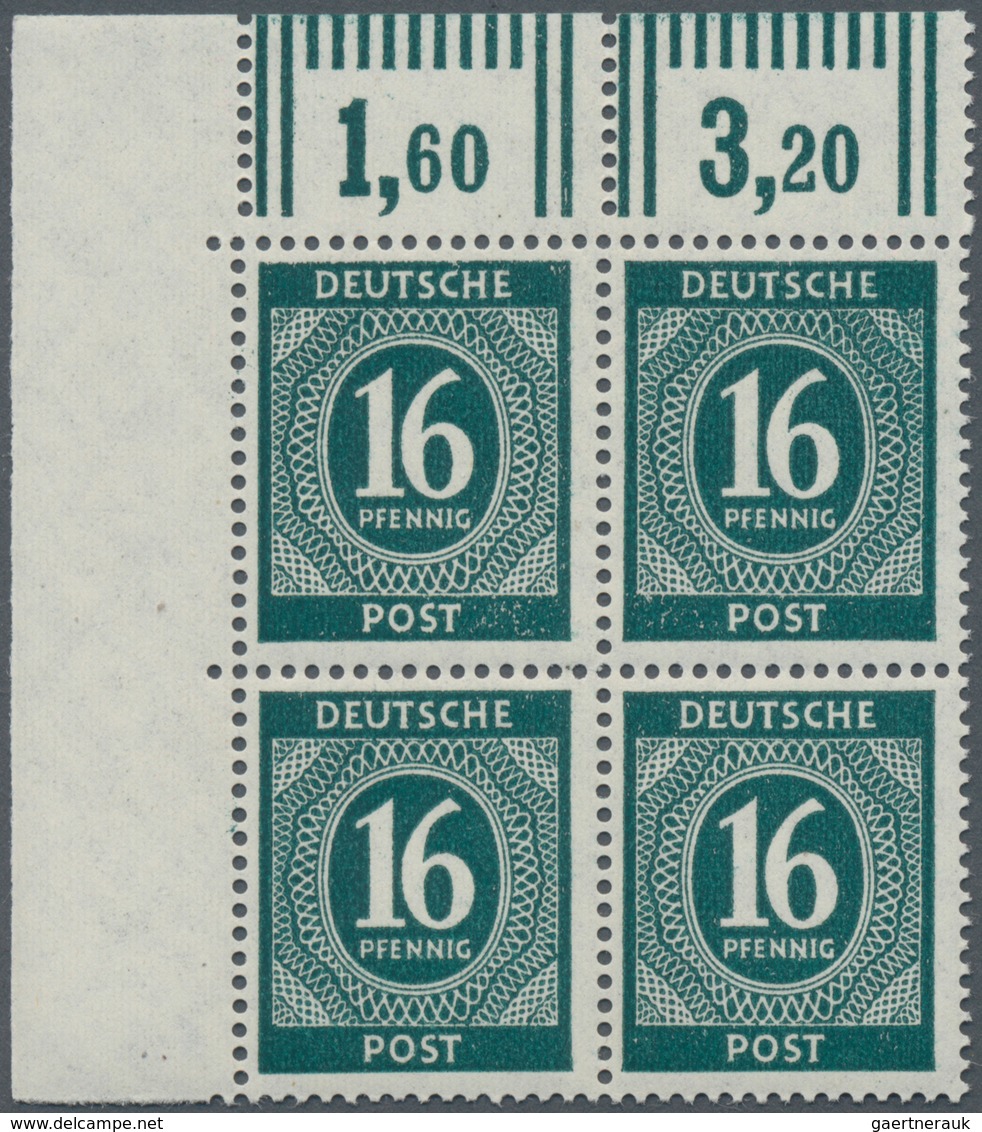 Alliierte Besetzung - Gemeinschaftsausgaben: 1946, 16 Pf Ziffern Schwärzlichgrünblau Im 4er-Block Du - Sonstige & Ohne Zuordnung