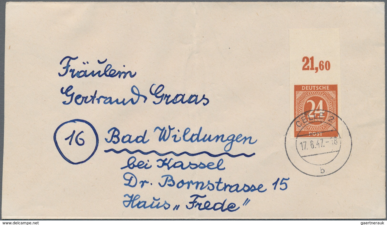 Alliierte Besetzung - Gemeinschaftsausgaben: 1946, 24 Pf Ziffer Als Breitrandig UNGEZÄHNTES Oberrand - Autres & Non Classés