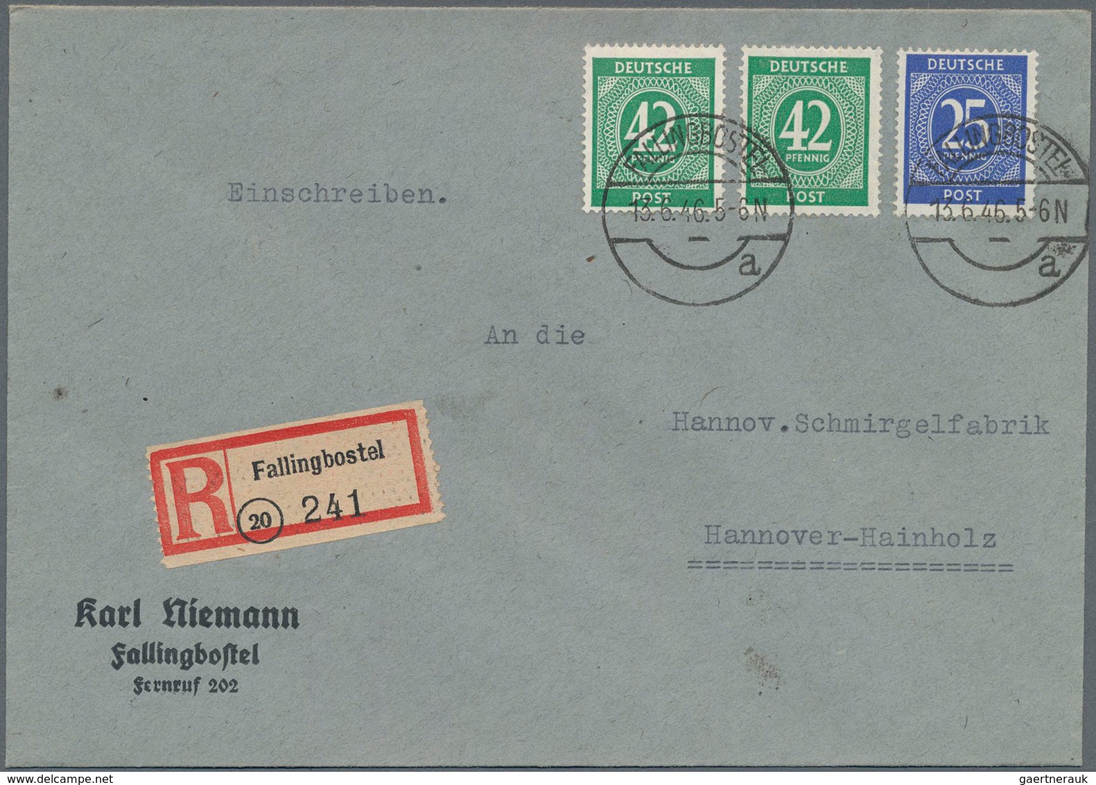 Alliierte Besetzung - Gemeinschaftsausgaben: 1946, Ziffer 42 Pf Als EF Auf R-Brief Ohne Ankunftsstem - Sonstige & Ohne Zuordnung