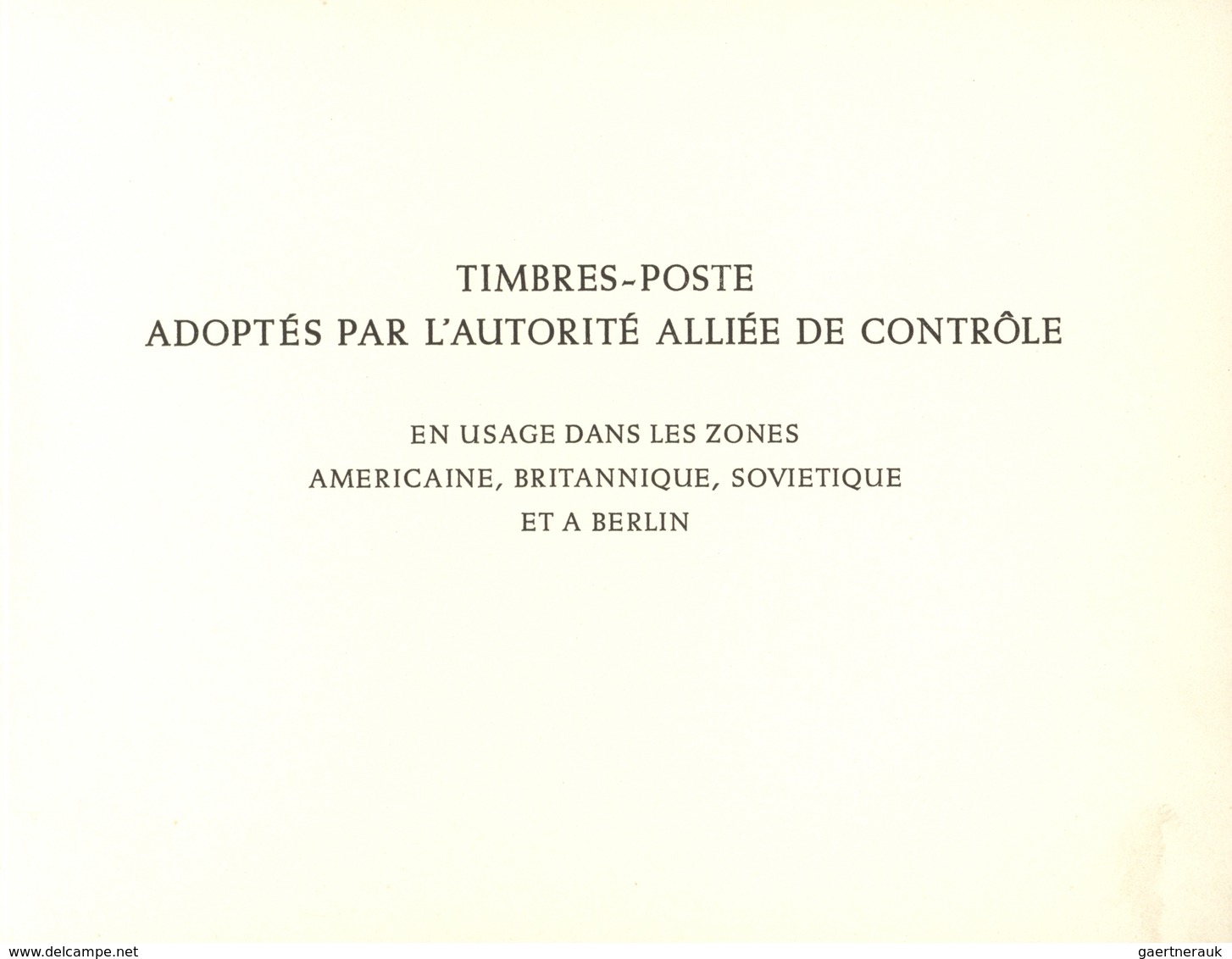 Alliierte Besetzung - Gemeinschaftsausgaben: 1947, Alliierter Kontrollrat, UPU-Jahrbuch "ALLEMAGNE 1 - Sonstige & Ohne Zuordnung