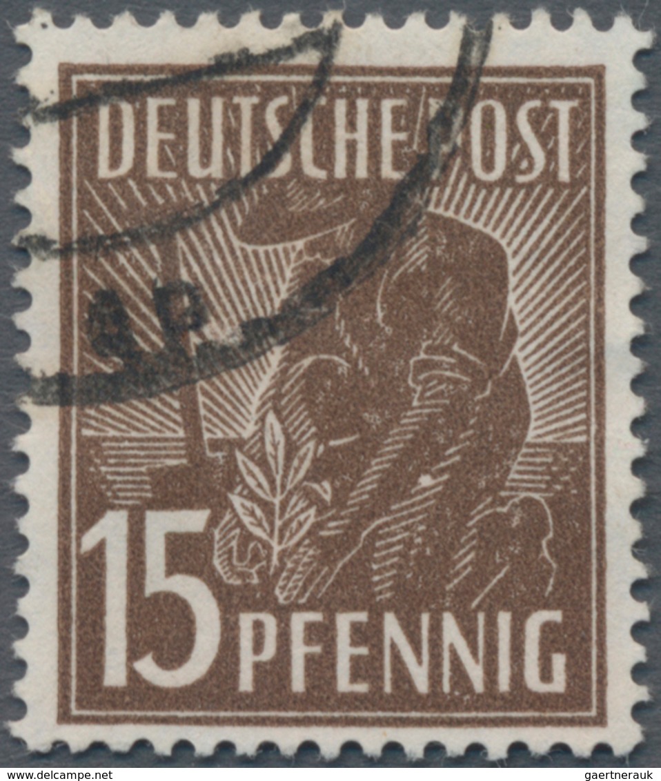 Alliierte Besetzung - Gemeinschaftsausgaben: 1947, 15 Pfg. Arbeiter In Der Sehr Seltenen Farbe Schwä - Autres & Non Classés