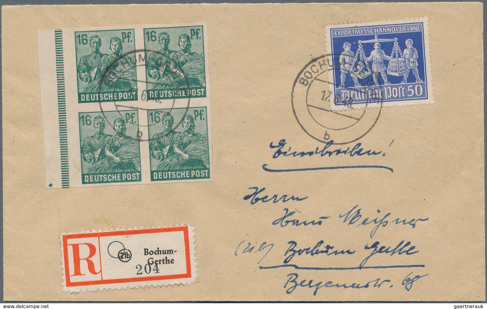 Alliierte Besetzung - Gemeinschaftsausgaben: 1949, Freimarken Arbeiter 16 Pf Ungezähnter Viererblock - Sonstige & Ohne Zuordnung