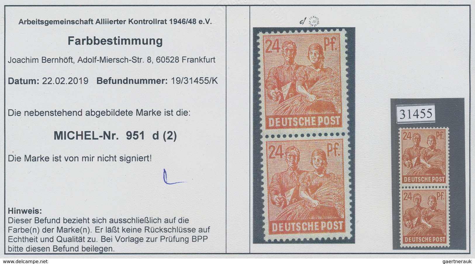 Alliierte Besetzung - Gemeinschaftsausgaben: 1947, Freimarken Arbeiterserie 24 Pf Lebaftbraunorange - Autres & Non Classés