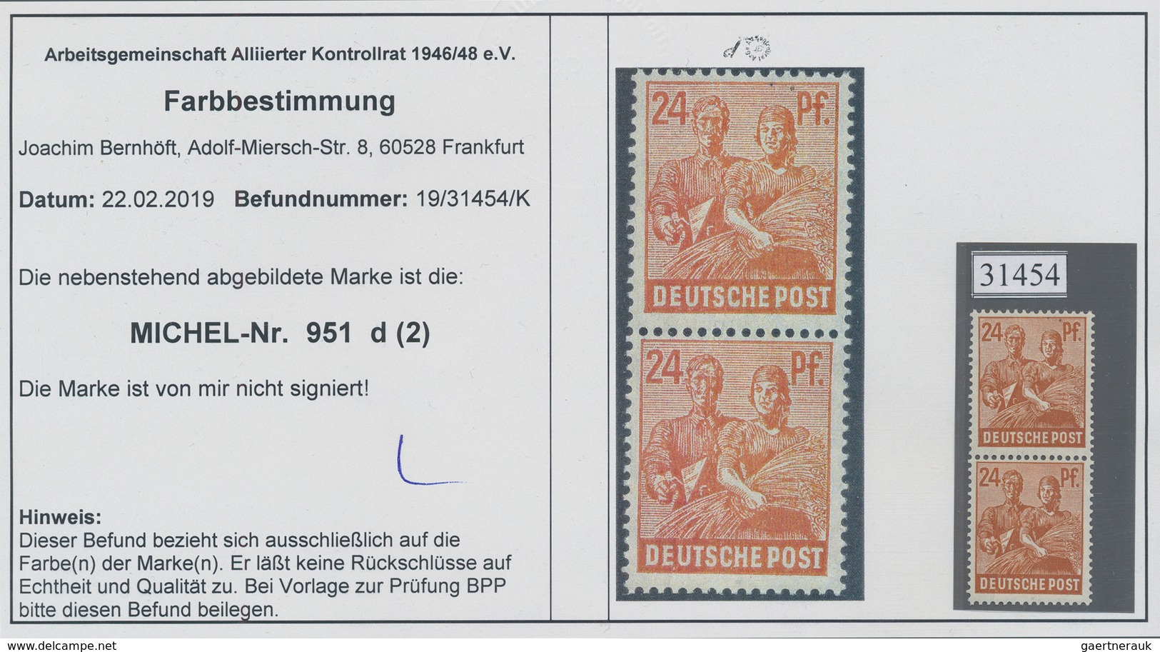 Alliierte Besetzung - Gemeinschaftsausgaben: 1947, Freimarken Arbeiterserie 24 Pf Lebaftbraunorange - Autres & Non Classés