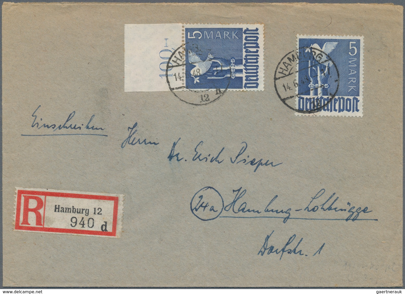 Alliierte Besetzung - Gemeinschaftsausgaben: 1948, Freimarke 5 M Taube Zwei Exemplare In Der Bessere - Autres & Non Classés