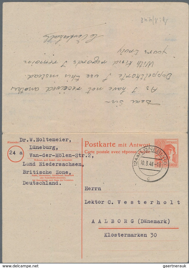 Alliierte Besetzung - Ganzsachen: 1948, 30 Pfg. Doppelkarte Der Arbeiterserie Ab LÜNEBURG 13.3.48 Na - Altri & Non Classificati