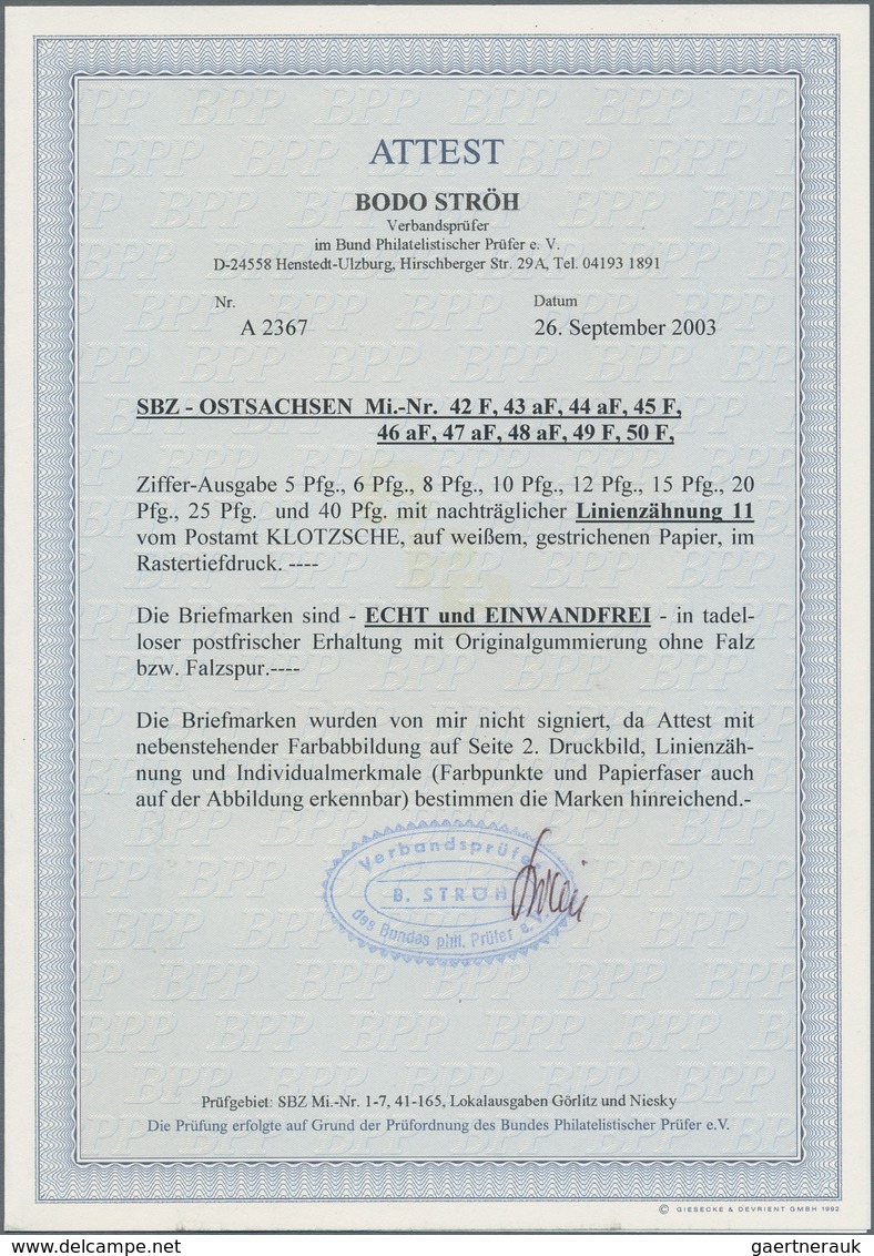 Sowjetische Zone - Ost-Sachsen: 1945, Postmeistertrennung Klotzsche, 5 Pfg. Bis 40 Pfg., Kompletter - Andere & Zonder Classificatie