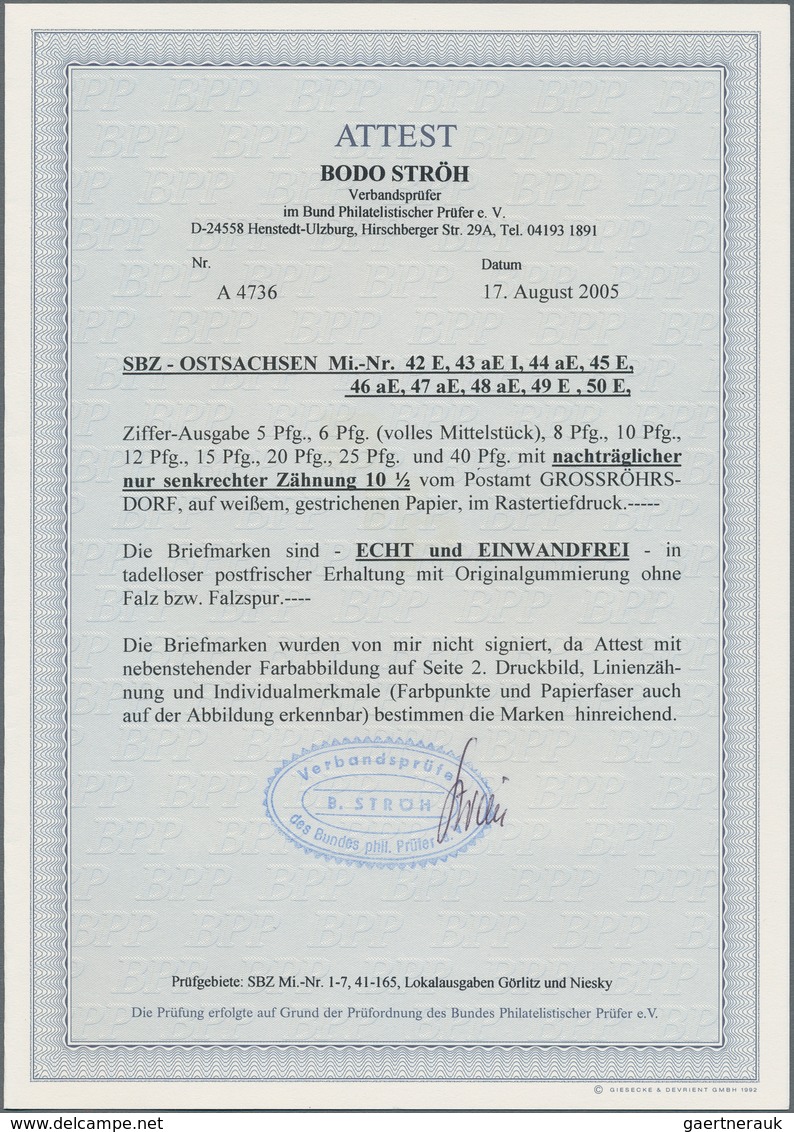 Sowjetische Zone - Ost-Sachsen: 1945, Postmeistertrennung Großröhrsdorf, 5 Pfg. Bis 40 Pfg., Komplet - Sonstige & Ohne Zuordnung