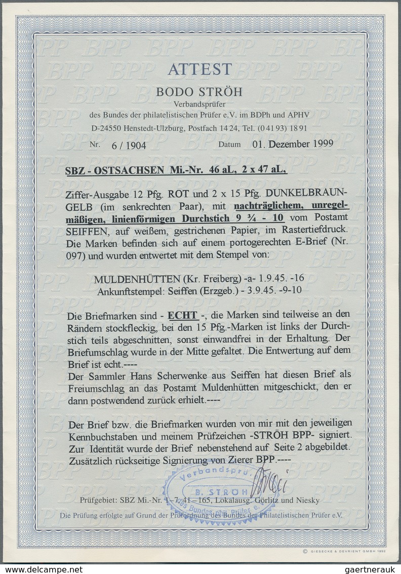 Sowjetische Zone - Ost-Sachsen: 1945, 12 Pfg. Rot Und 15 Pfg. Dunkelbraungelb (senkr. Paar) Je Mit N - Autres & Non Classés