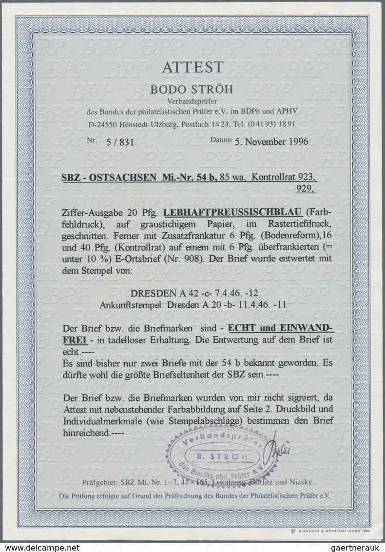 Sowjetische Zone - Ost-Sachsen: 1946. Außergewöhnlich Schöner R-Brief Von Dresden A 42 Nach Dresden - Autres & Non Classés