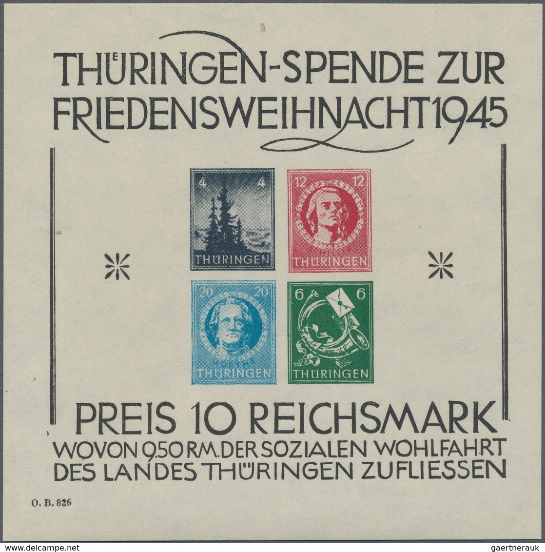 Sowjetische Zone - Thüringen: 1945, Großer Weihnachtsblock, SONDERDRUCK OHNE DRUCHSTICH, Papier X In - Other & Unclassified