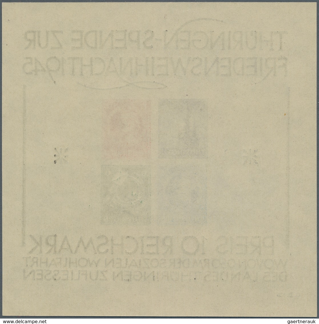 Sowjetische Zone - Thüringen: 1945, Großer Weihnachtsblock, SONDERDRUCK OHNE DRUCHSTICH, Papier X In - Autres & Non Classés