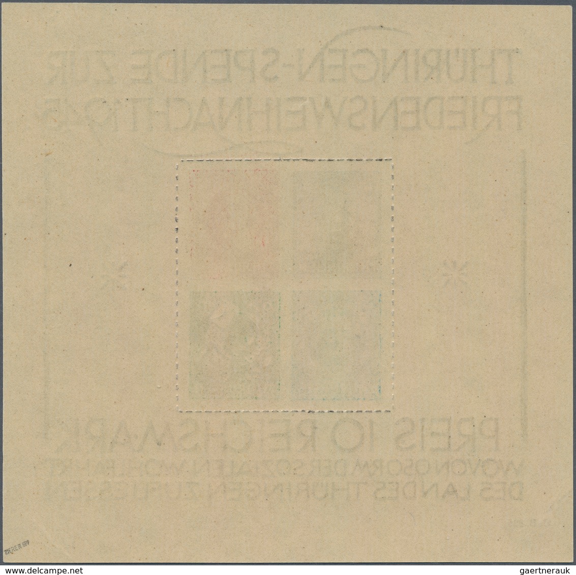 Sowjetische Zone - Thüringen: 1945, Grosser Weihnachtsblock In Type III Auf Weißem Holzfreien Karton - Other & Unclassified