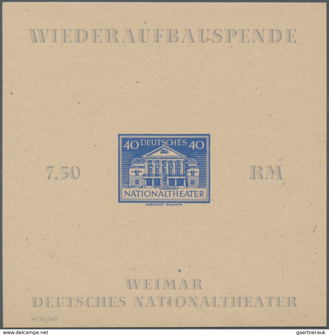 Sowjetische Zone - Thüringen: 1945, Wiederaufbau Des Deutschen Nationaltheaters Mit 40 Pf Ohne Durch - Altri & Non Classificati