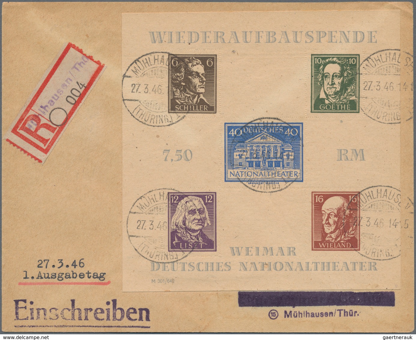 Sowjetische Zone - Thüringen: 1946. THEATER-Blockpaar Auf 2 FDC-R-Ortsbriefen Je Mit Ersttags-Tagess - Andere & Zonder Classificatie
