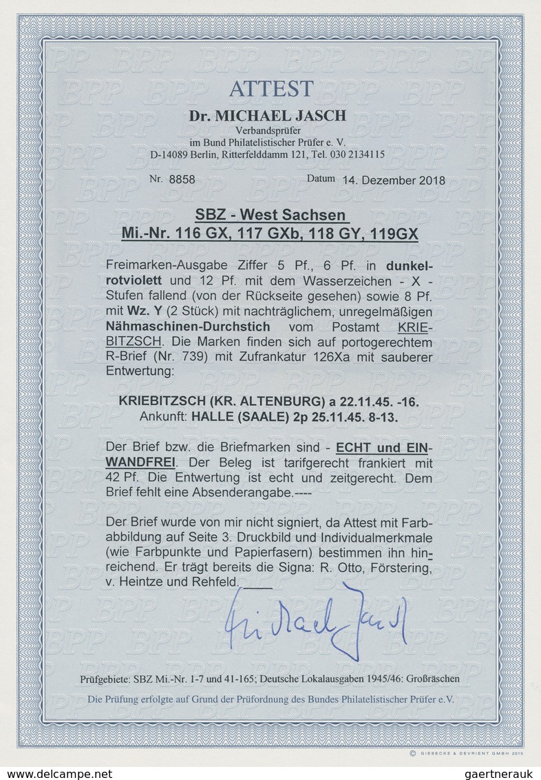 Sowjetische Zone - West-Sachsen: 1945, Ziffern 5 Pf, 6 Pf Dunkelrotviolett, 12 Pf Mit Wasserzeichen - Sonstige & Ohne Zuordnung