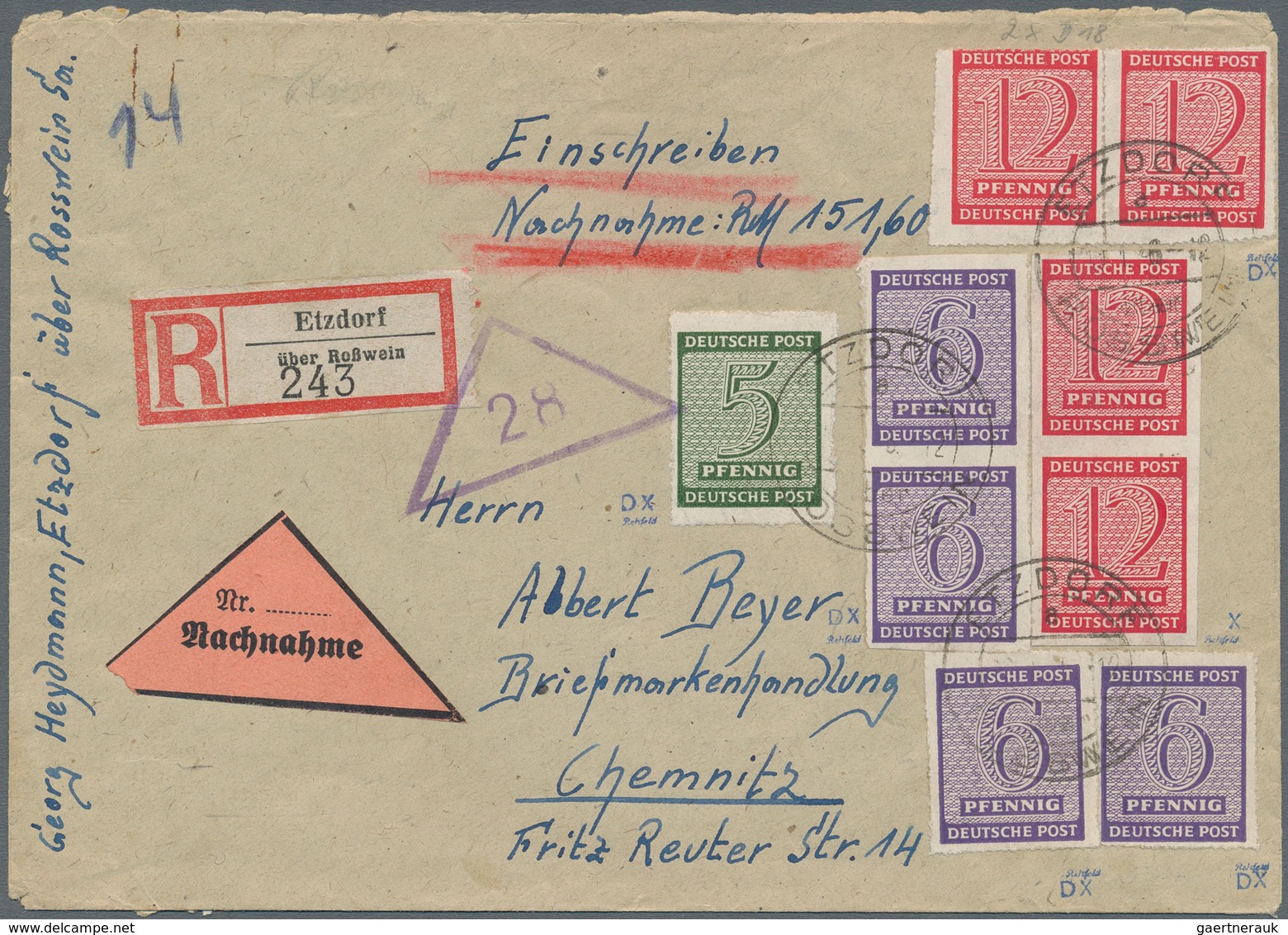 Sowjetische Zone - West-Sachsen: 1945, Freimarken Ziffern 5 Pf, 6 Pf (2 Einzelmarken Und Ein Senkrec - Sonstige & Ohne Zuordnung