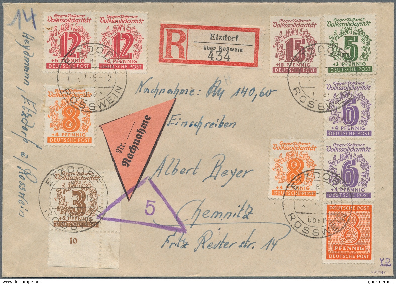 Sowjetische Zone - West-Sachsen: 1945, Freimarke: Ziffern 8 Pf LEBHAFTROTORANGE Mit Nachträglichem D - Other & Unclassified